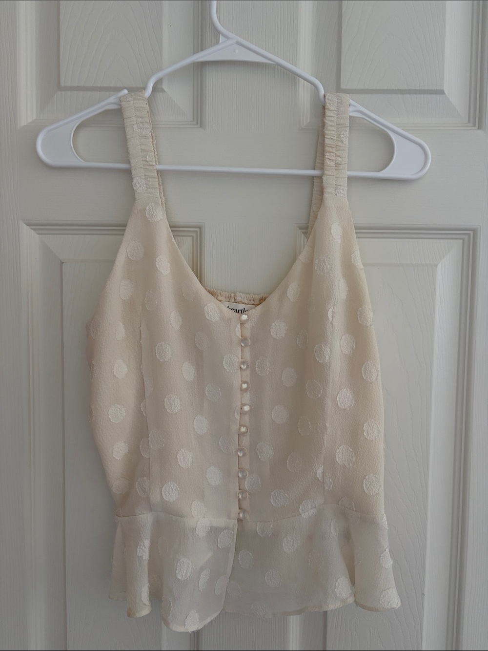HEARTLOOMCream Polka Dot Peplum Tank Dress